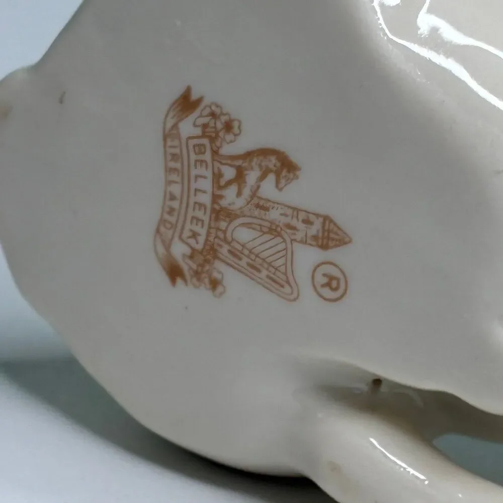 Vintage Belleek Pottery Porcelain Pig Figurine: 2